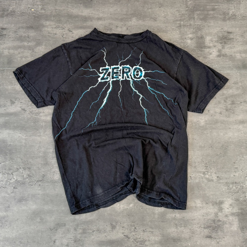 Vintage VTG Y2K 2000s 00s Zero Lightning Graphic Black T-Shirt Tee - Picture 3 of 5